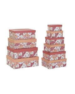 Set de Cajas Organizadoras Apilables DKD Home Decor Flores Cartón 0