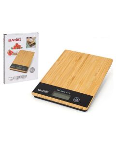 Báscula de Cocina Basic Home Basic Digital Cuadrada Bambú (20,3 x 15,3 x 1,8 cm) 0