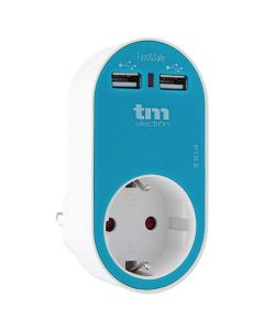 Enchufe Pared con 2 Puertos USB TM Electron Azul 0