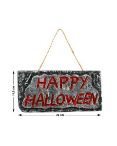Cartel Colgante Happy Halloween Gris Rojo 29x14,5 cm - Decoración para Fiestas de Halloween 0