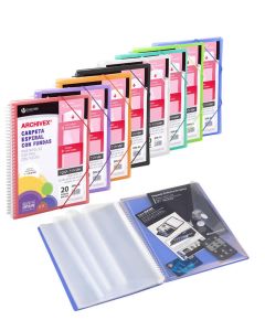 Carpeta carchivo espiral canguro 40 fundas p.p. a4 + sobre + goma de cierre violeta (53034056) 0