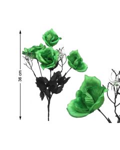 Ramo de Flores de Halloween Verde con Arañas Plateadas - Decoración o Disfraz de Novia Muerta 0