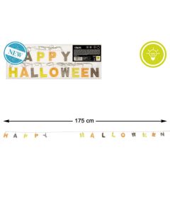 Guirnalda luminosa "Happy Halloween" de 175 cm con luz de colores, ideal para decoración temática de fiestas 0